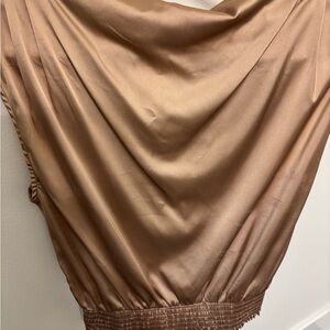 Gold satin sleeveless blouse